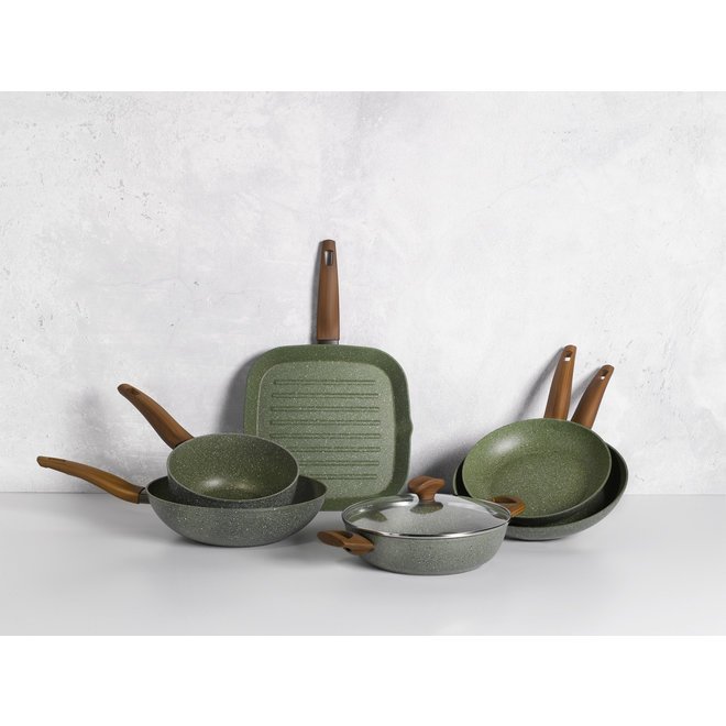 Wokpan 28cm met hout-look greep - VegeTek