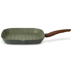 Natura Induction Vierkante grillpan 28cm met hout-look greep - VegeTek