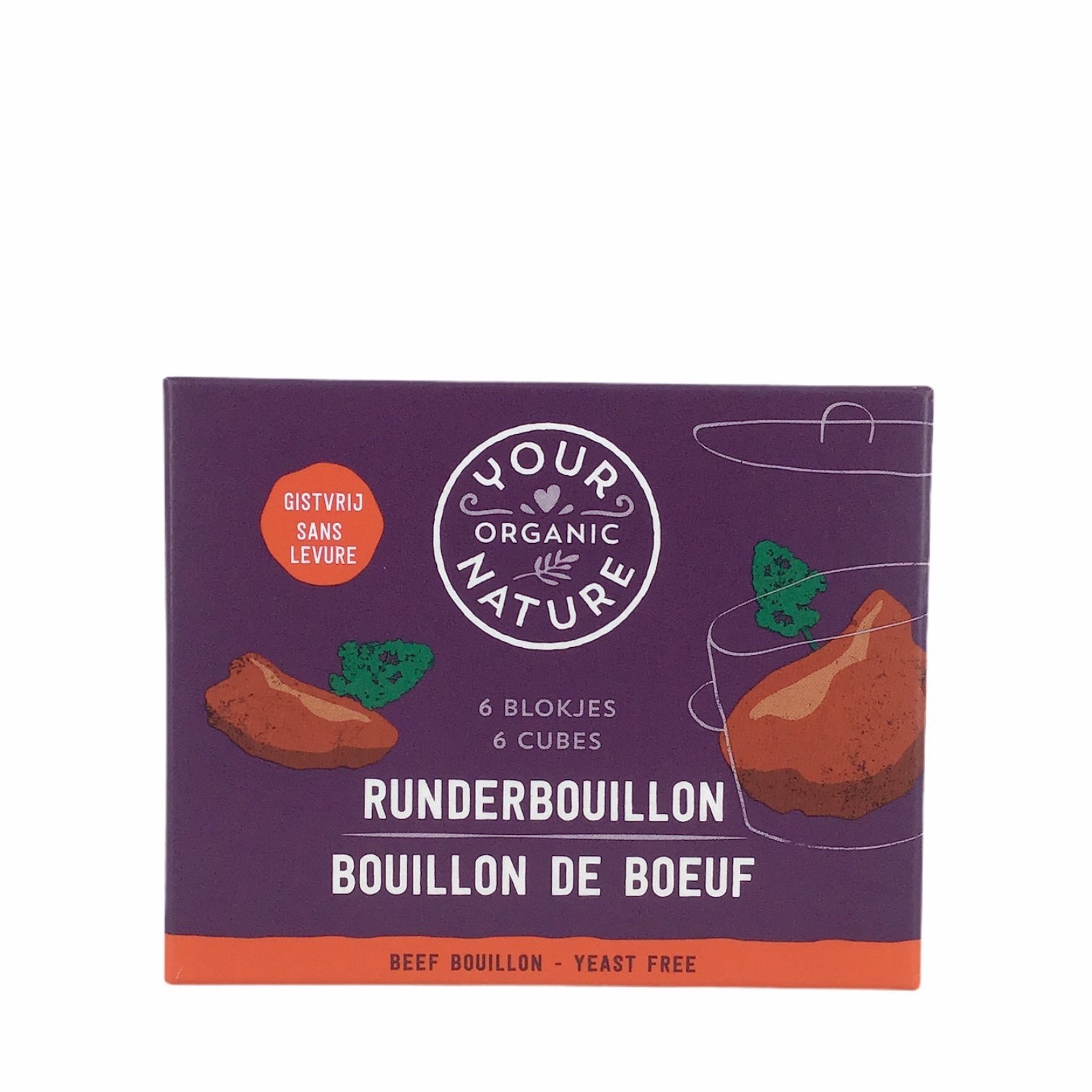 Heldere runderbouillonblokjes zonder gist Puur Mieke