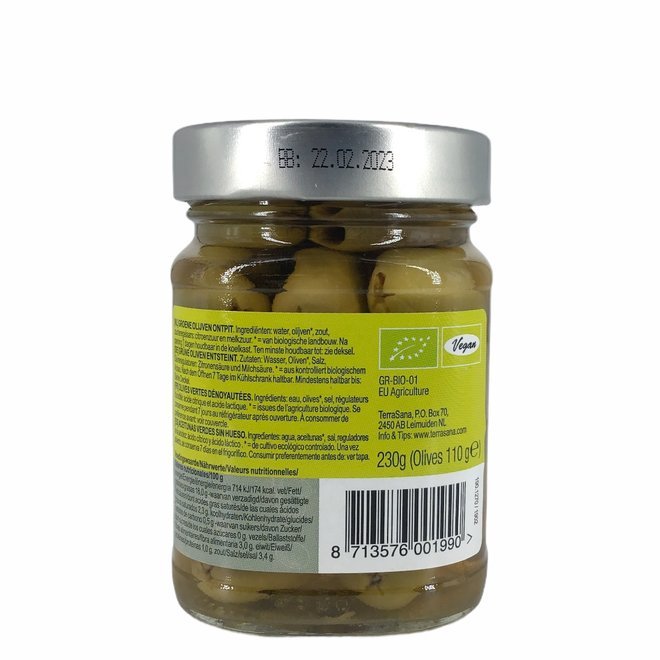 Groene Olijven - Ontpit - 230gr - BIO