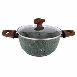 Natura Induction Kookpan 20cm met 2 hout-look grepen + glasdeksel - VegeTek