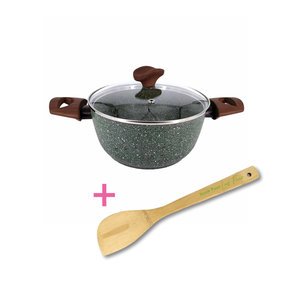 Natura Induction Kookpan 20cm met 2 hout-look grepen + glasdeksel - VegeTek